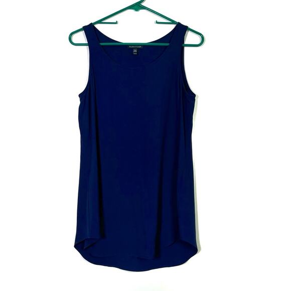 Eileen Fisher Dark Blue Scoop Neck Silk Tank Size XS EUC - Picture 1 of 5